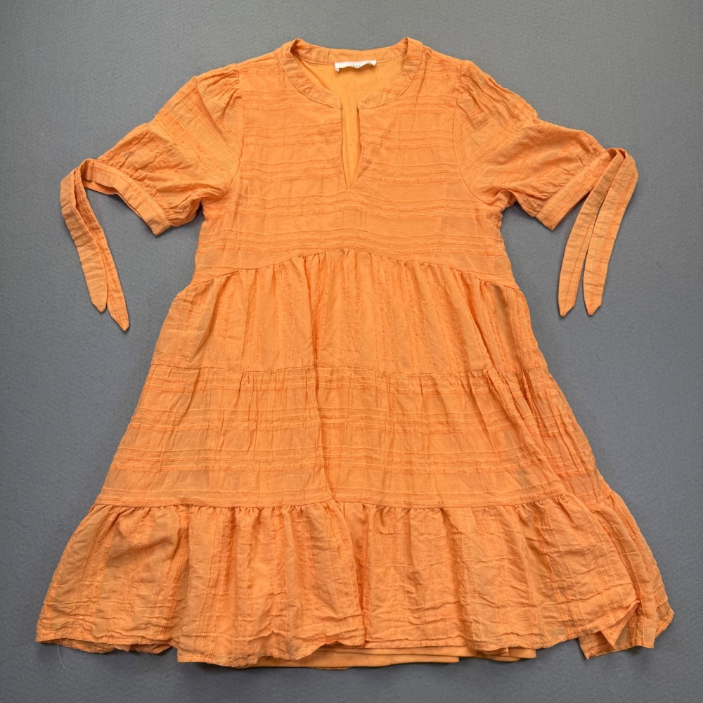 Talulah Orange‎ Tiered Babydoll Dress Short Sleeve Tie Detail MDR9057 Small
